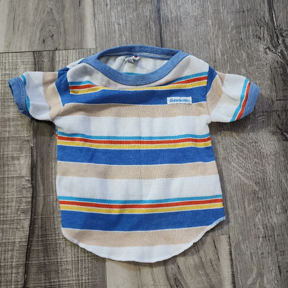 Garanimals Blue, Tan & White Striped Short Sleeve Tee Vintage 1980